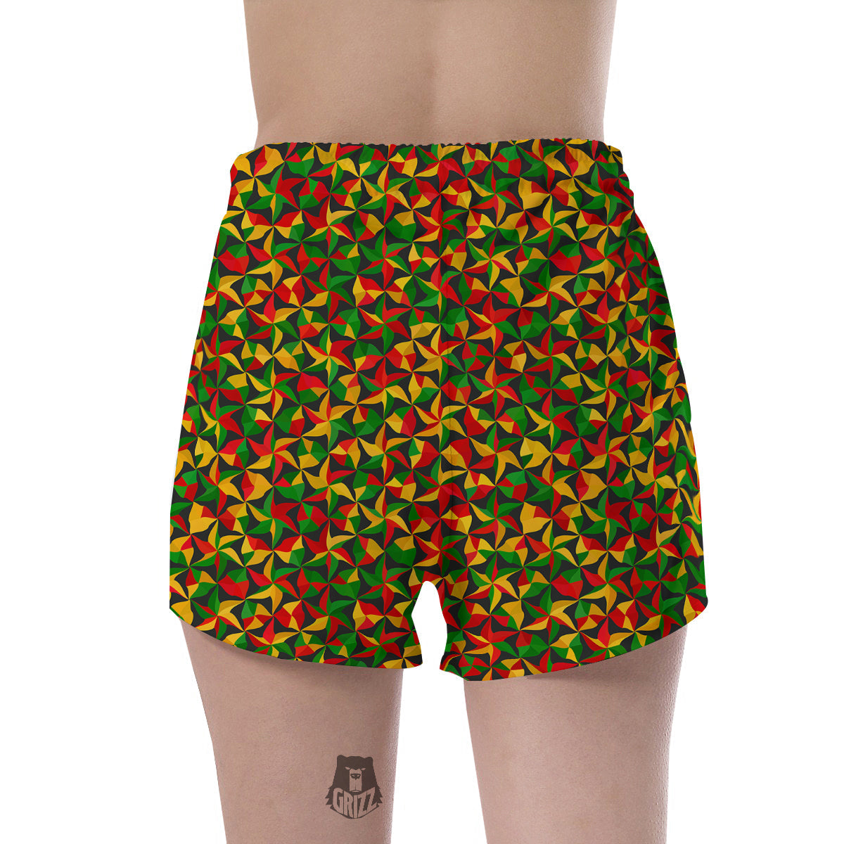 Reggae Abstract Geometric Print Pattern Women's Shorts-grizzshop