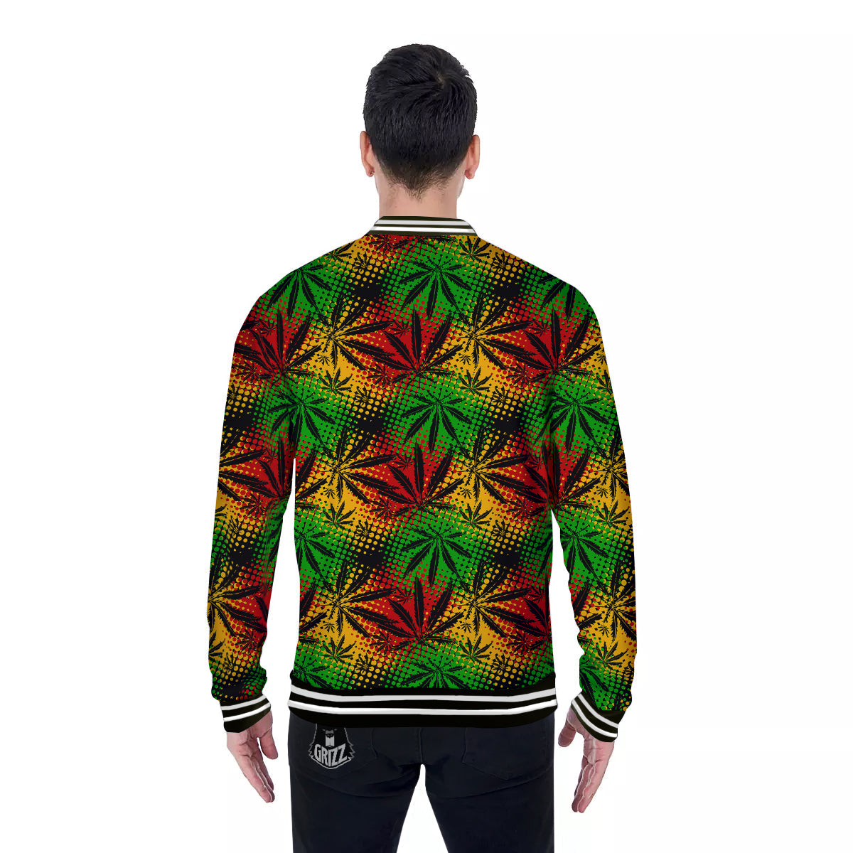 Reggae Abstract Print Pattern Baseball Jacket-grizzshop