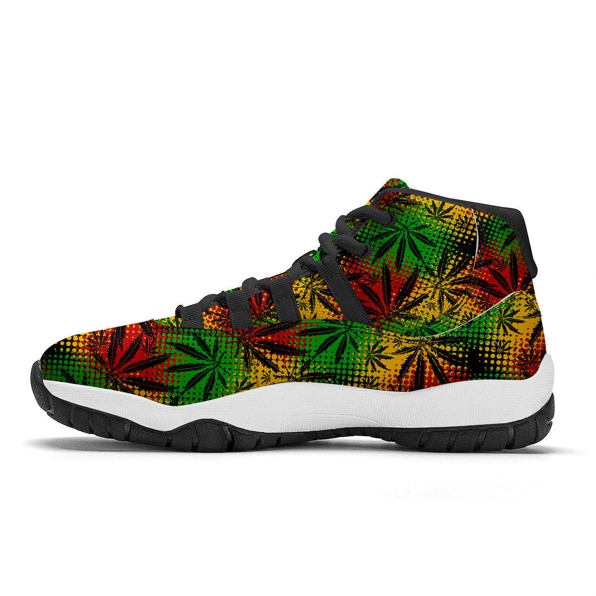 Reggae Abstract Print Pattern Black Bball Shoes-grizzshop