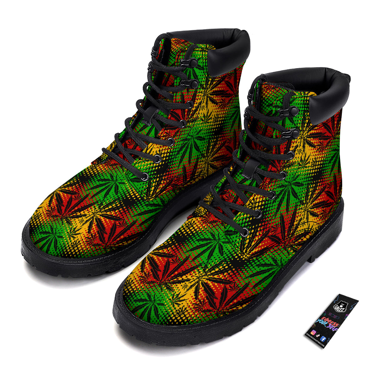 Reggae Abstract Print Pattern Boots-grizzshop