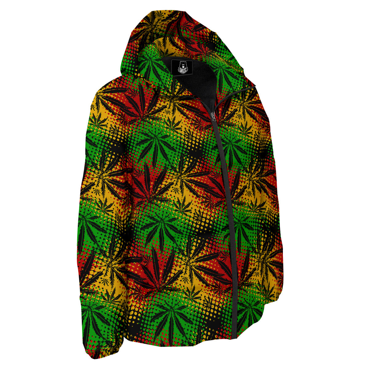 Reggae Abstract Print Pattern Down Jacket-grizzshop