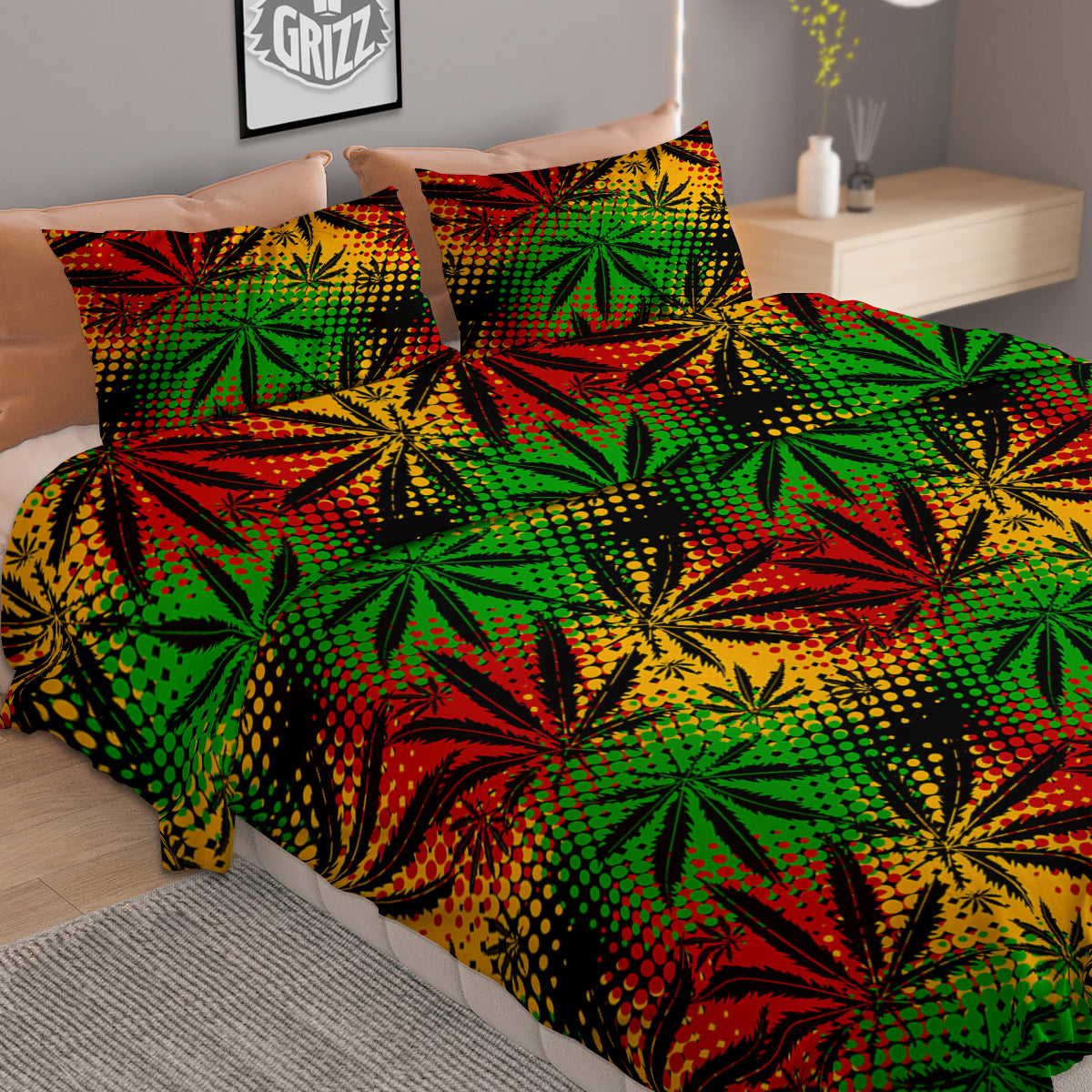 Reggae Abstract Print Pattern Duvet Cover Bedding Set
