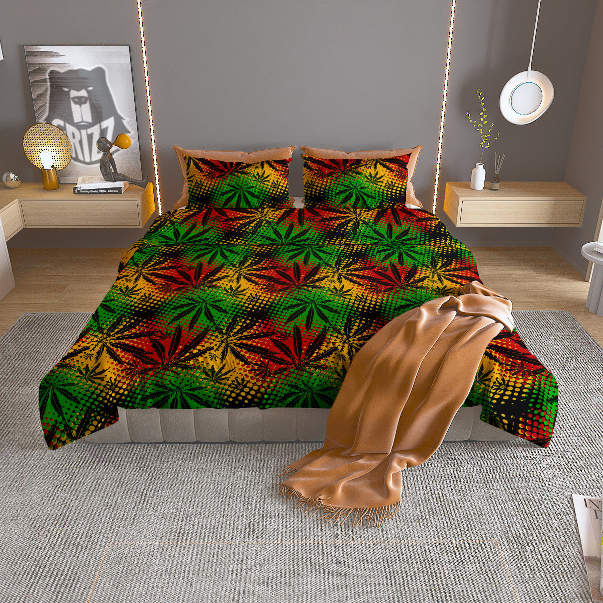 Reggae Abstract Print Pattern Duvet Cover Bedding Set