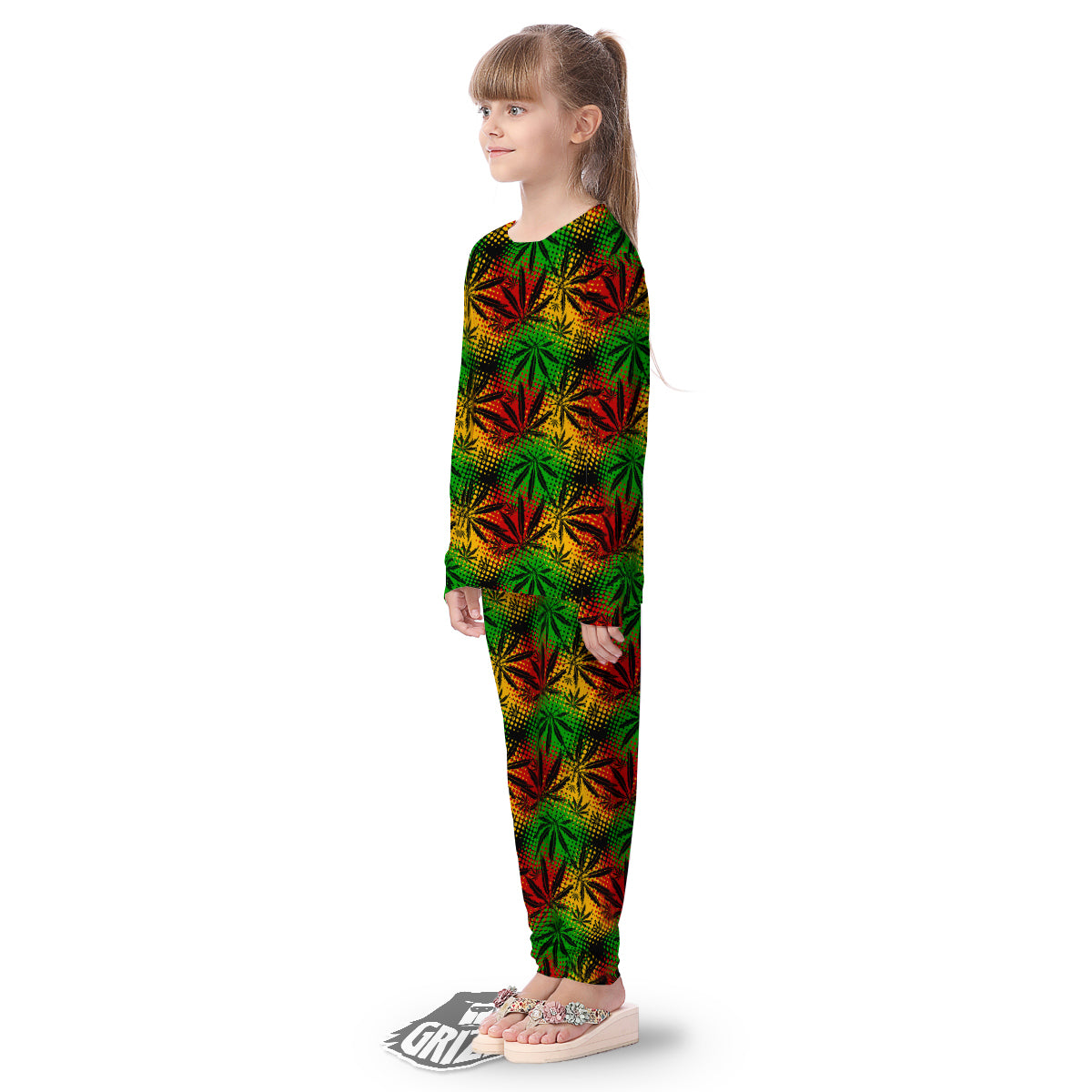 Reggae Abstract Print Pattern Kid's Pajamas-grizzshop