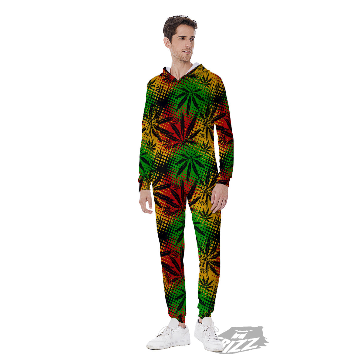 Reggae Abstract Print Pattern Men's Jumpsuit-grizzshop