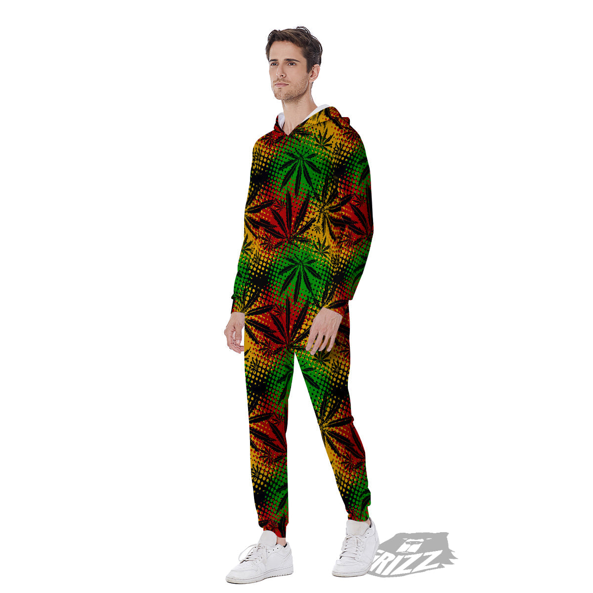 Reggae Abstract Print Pattern Men's Jumpsuit-grizzshop