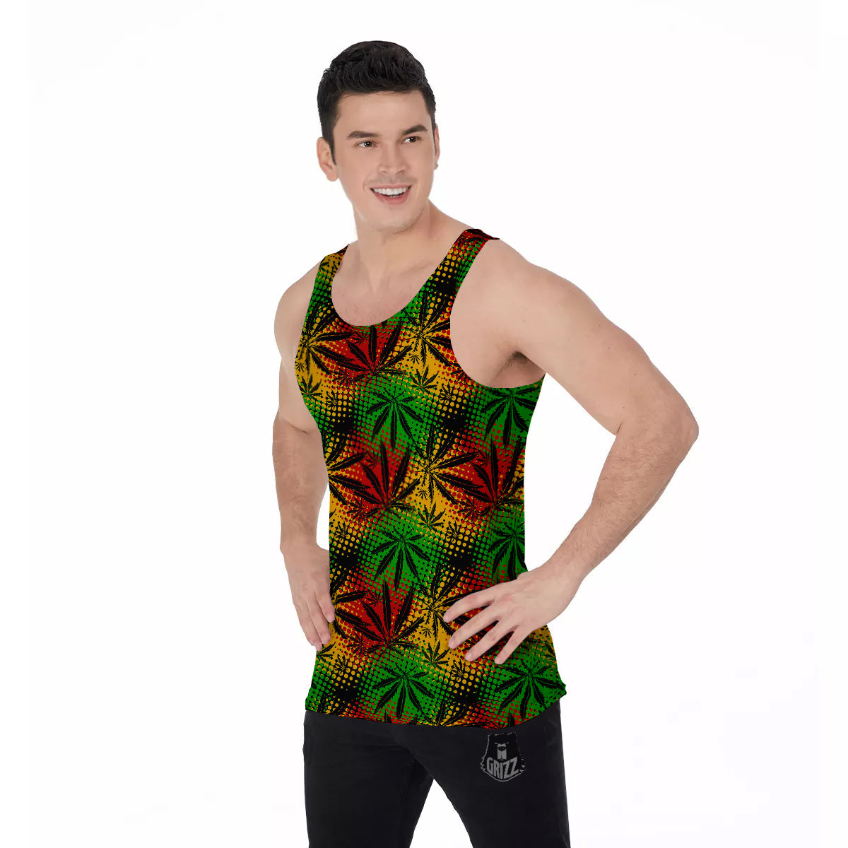 Reggae Abstract Print Pattern Men's Tank Top-grizzshop