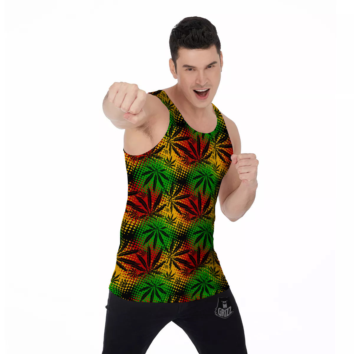Reggae Abstract Print Pattern Men's Tank Top-grizzshop