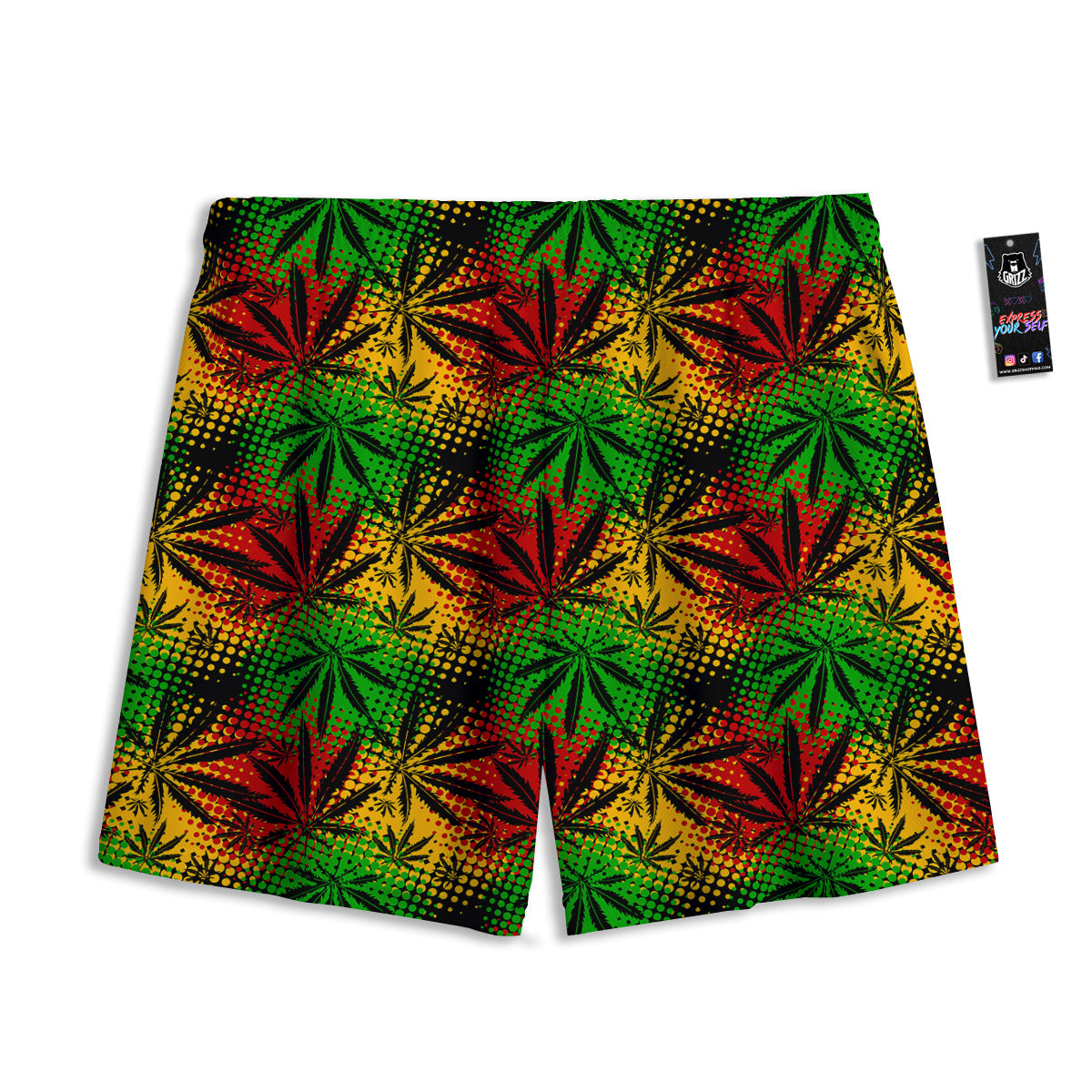 Reggae Abstract Print Pattern Mesh Shorts-grizzshop