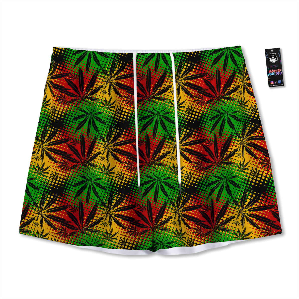 Reggae Abstract Print Pattern Mesh Shorts-grizzshop