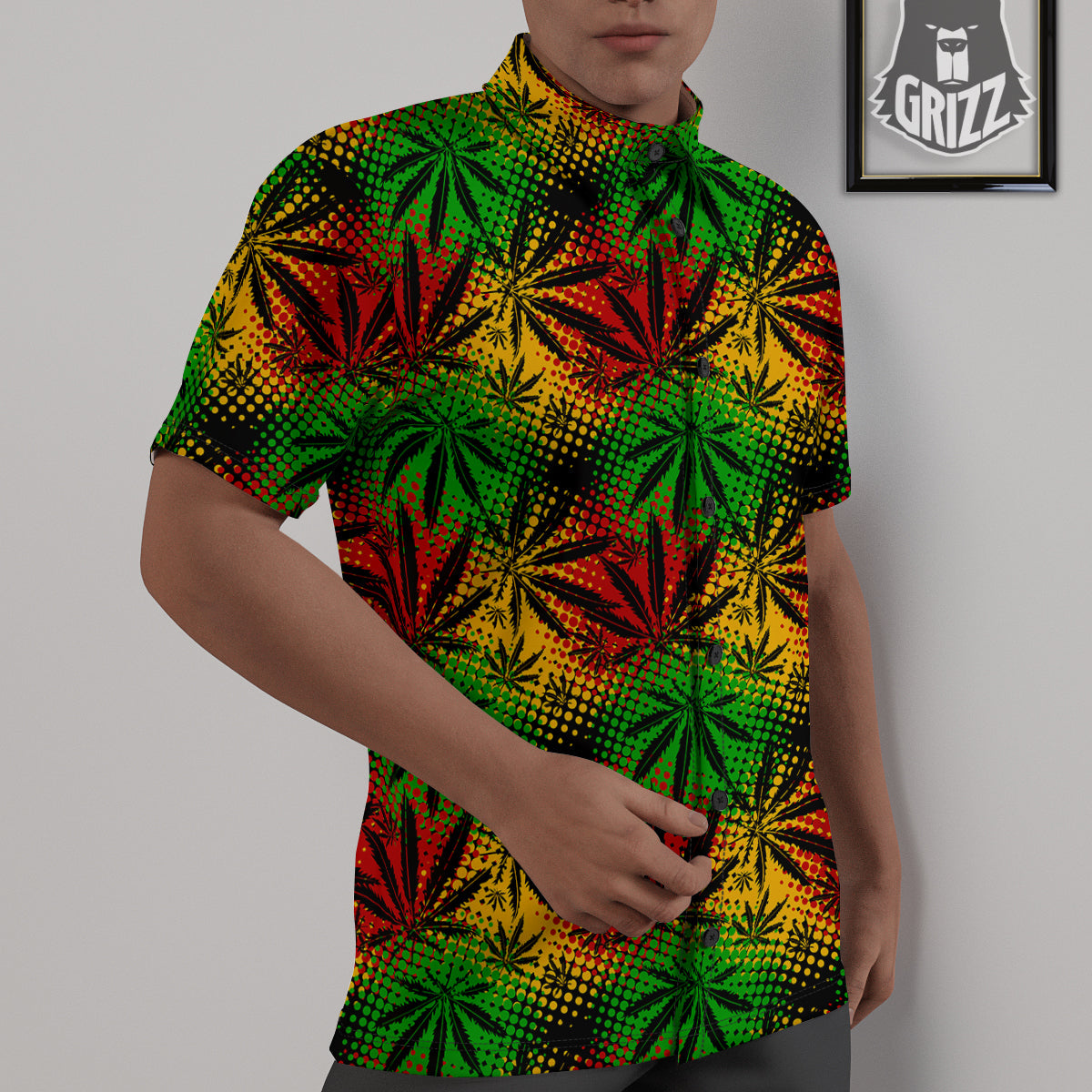 Reggae Abstract Print Pattern Untucked Shirts-grizzshop