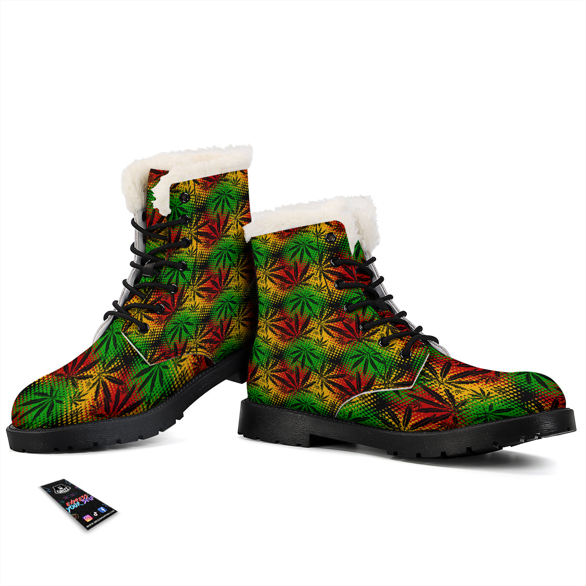 Reggae Abstract Print Pattern Winter Boots-grizzshop