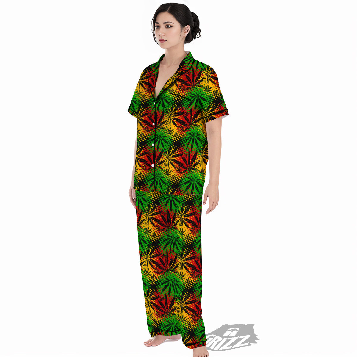 Reggae Abstract Print Pattern Women's Pajamas Set-grizzshop