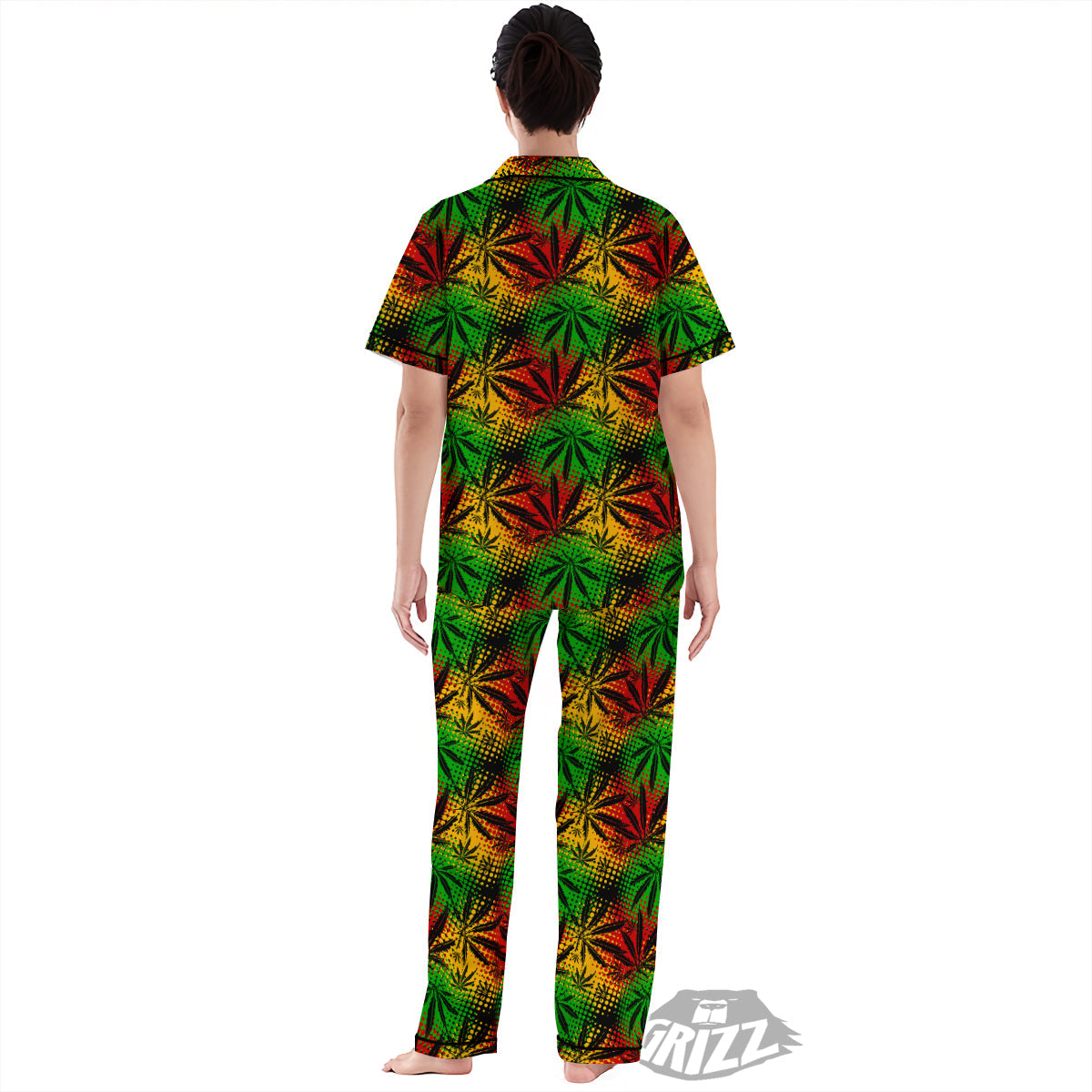 Reggae Abstract Print Pattern Women's Pajamas Set-grizzshop