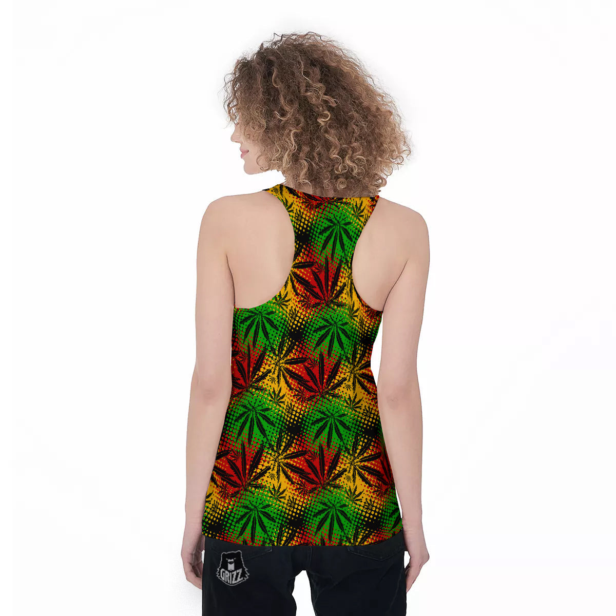 Reggae Abstract Print Pattern Women's Racerback Tank Top-grizzshop