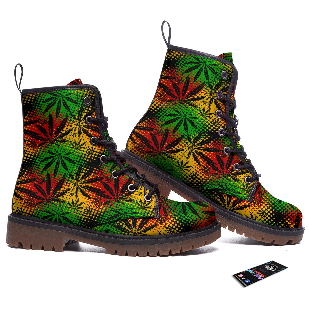 Reggae Abstract Print Pattern Work Boots-grizzshop