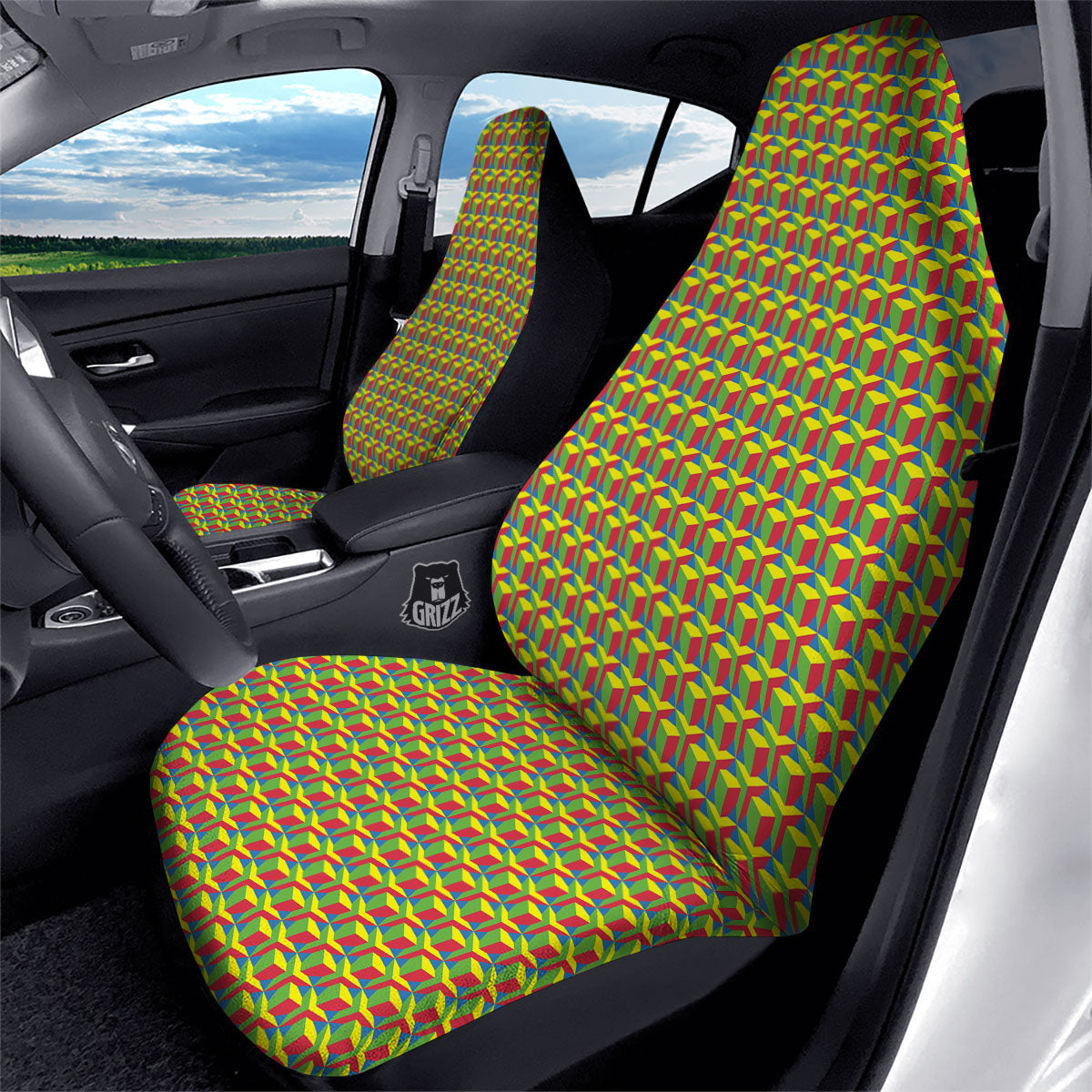 Reggae Geometric Print Pattern Car Seat Covers-grizzshop