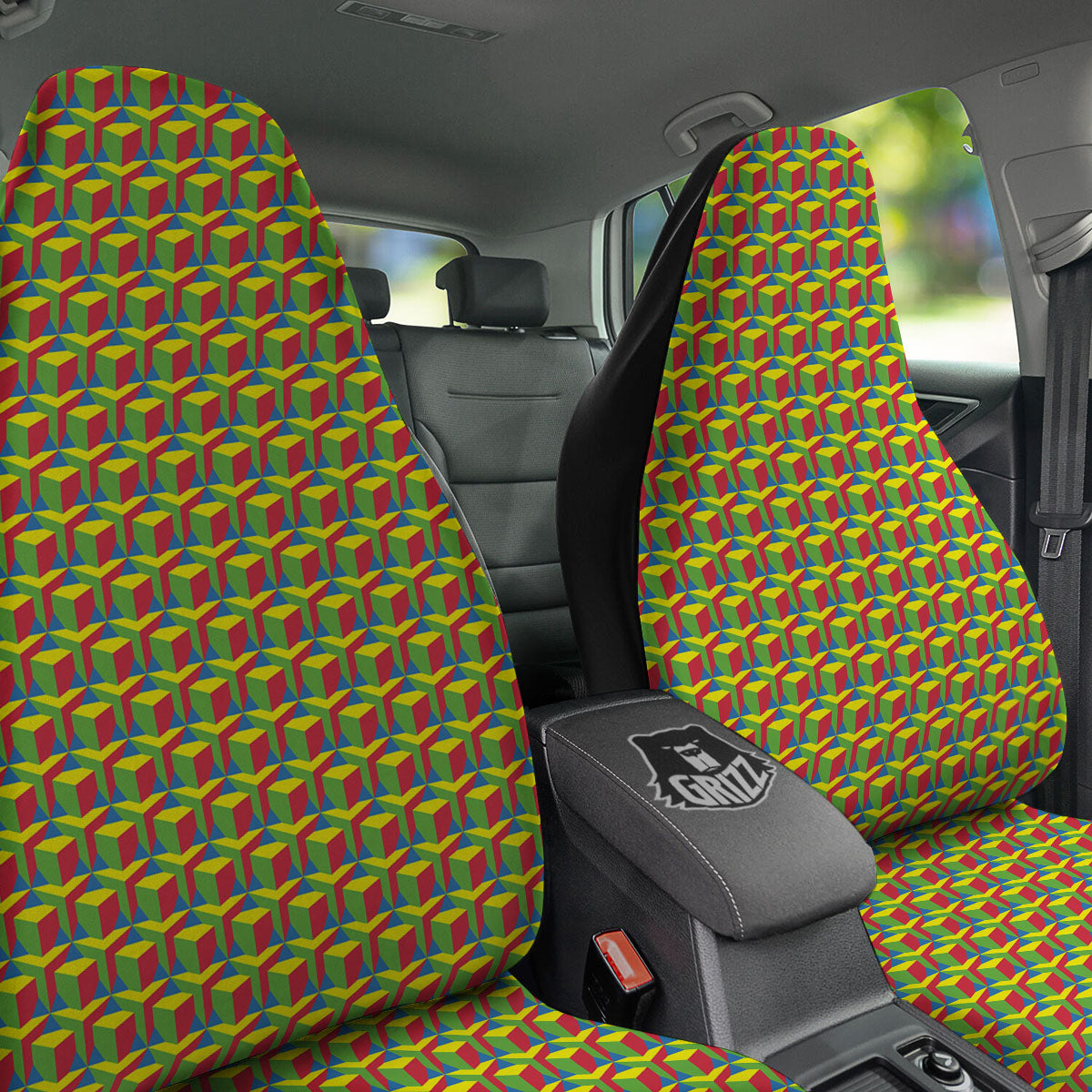 Reggae Geometric Print Pattern Car Seat Covers-grizzshop