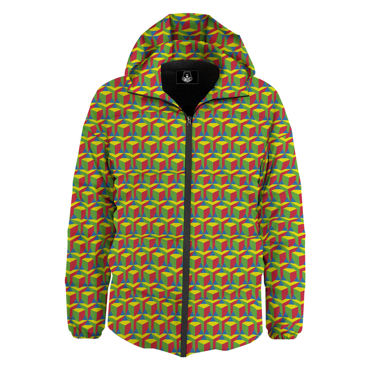 Reggae Geometric Print Pattern Down Jacket-grizzshop