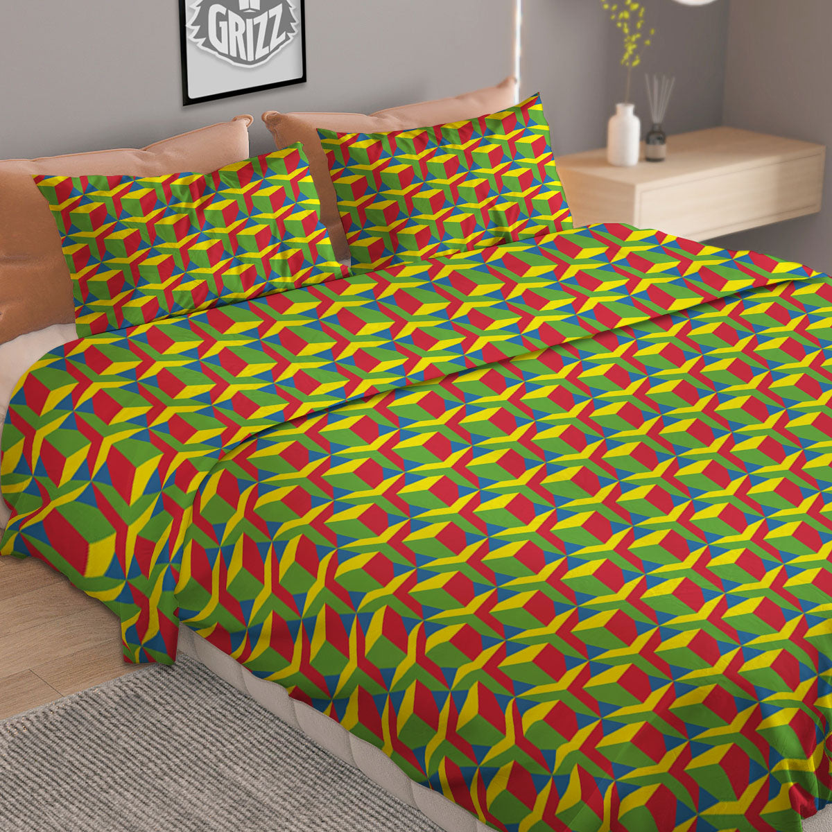 Reggae Geometric Print Pattern Duvet Cover Bedding Set