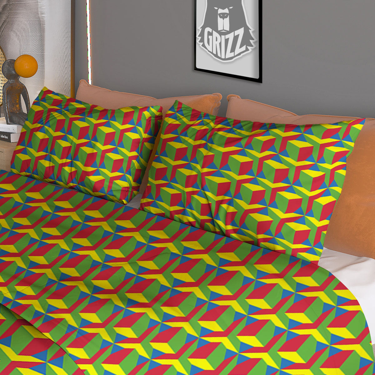 Reggae Geometric Print Pattern Duvet Cover Bedding Set