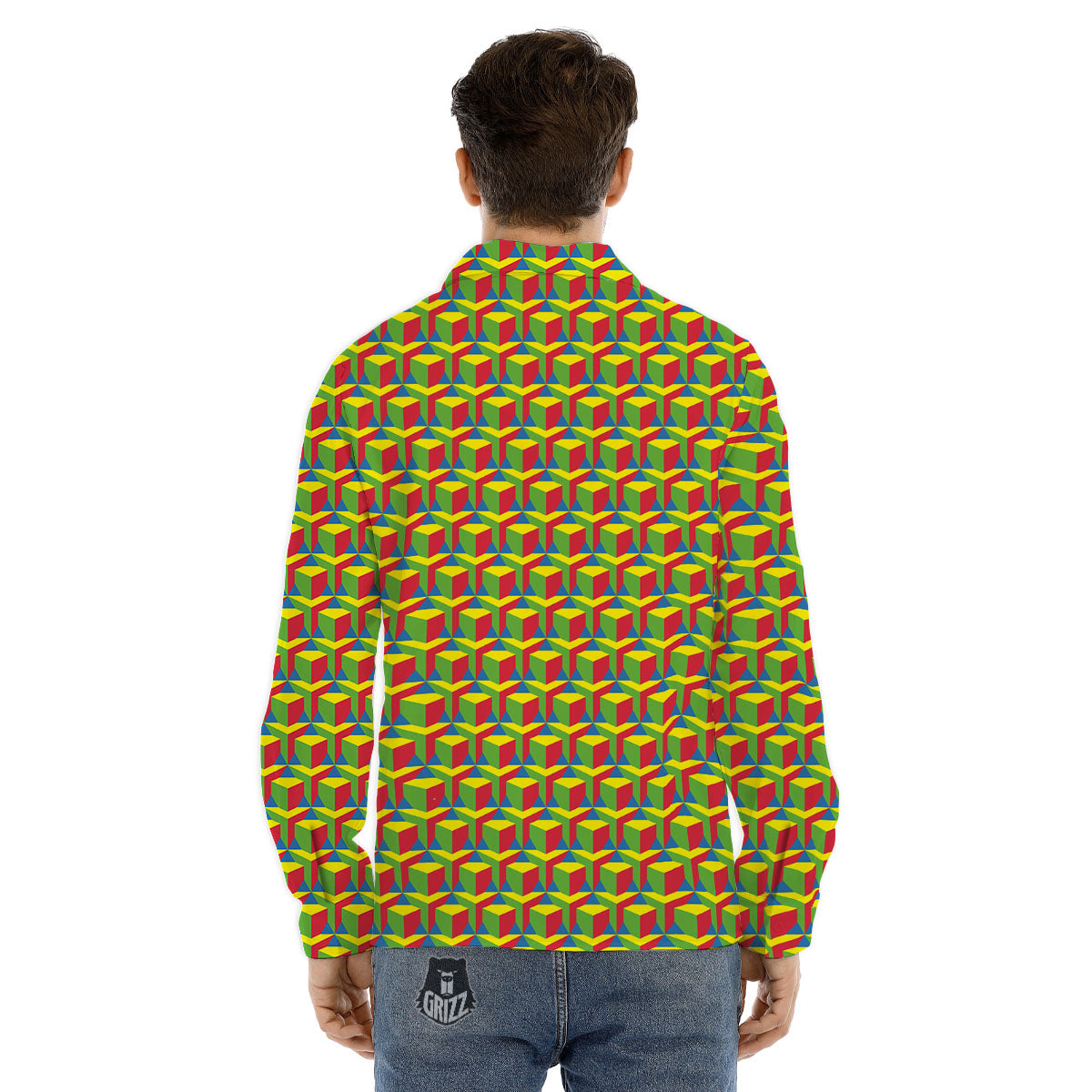 Reggae Geometric Print Pattern Men's Dress Shirts-grizzshop