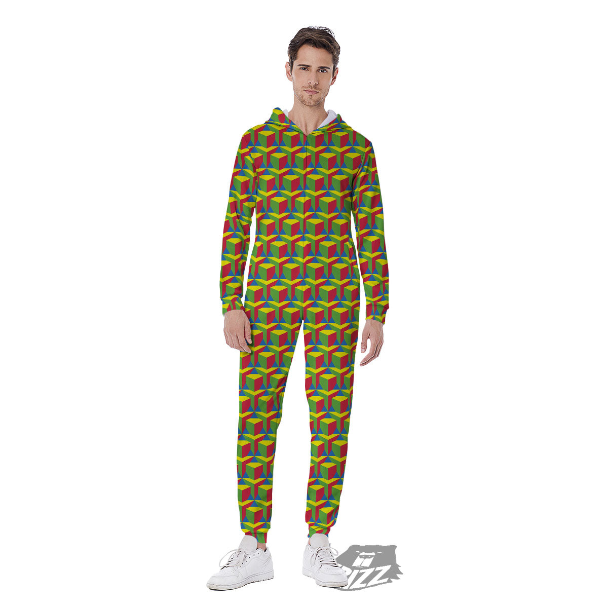 Reggae Geometric Print Pattern Men's Jumpsuit-grizzshop