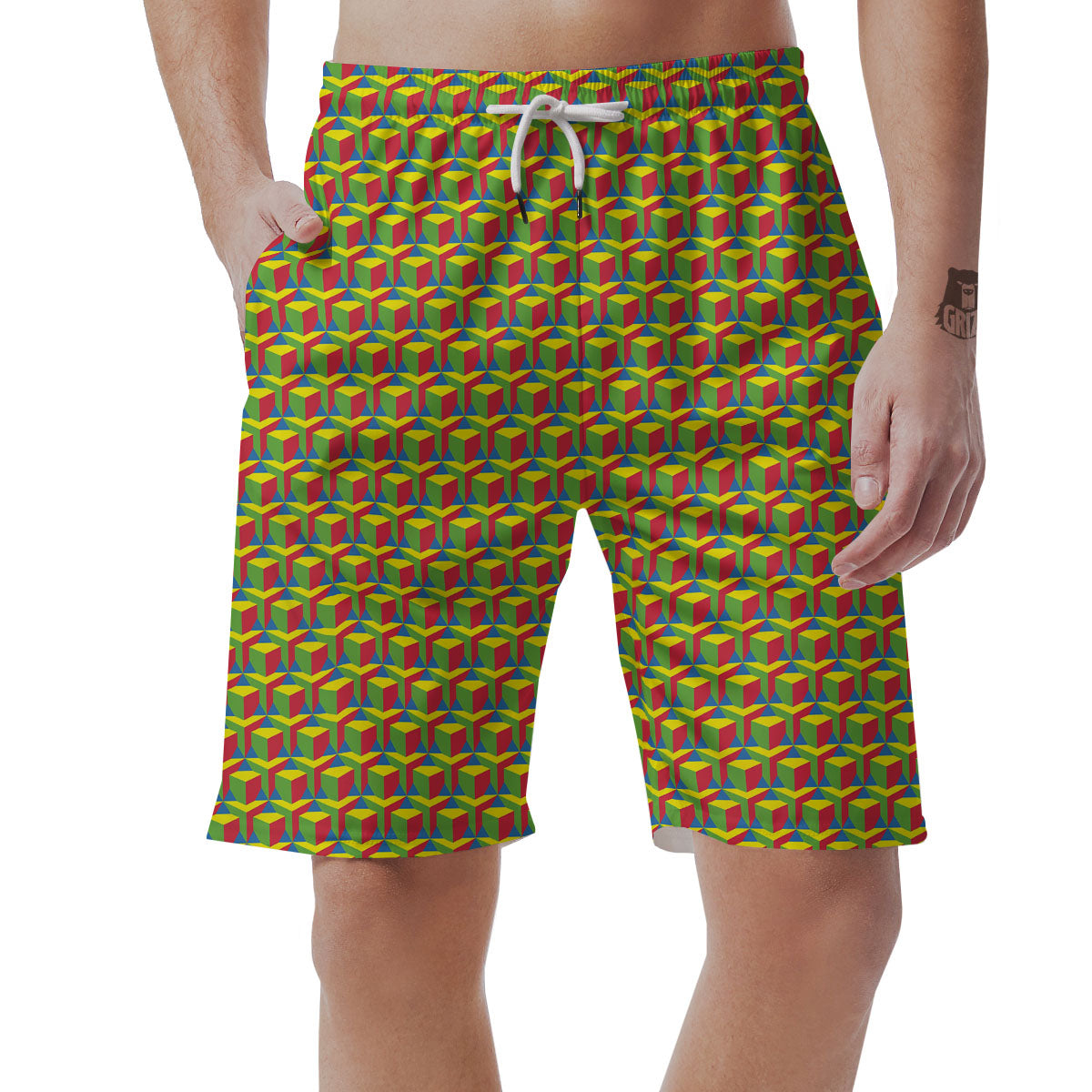Reggae Geometric Print Pattern Men's Shorts-grizzshop