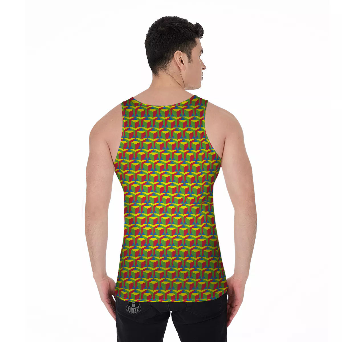 Reggae Geometric Print Pattern Men's Tank Top-grizzshop