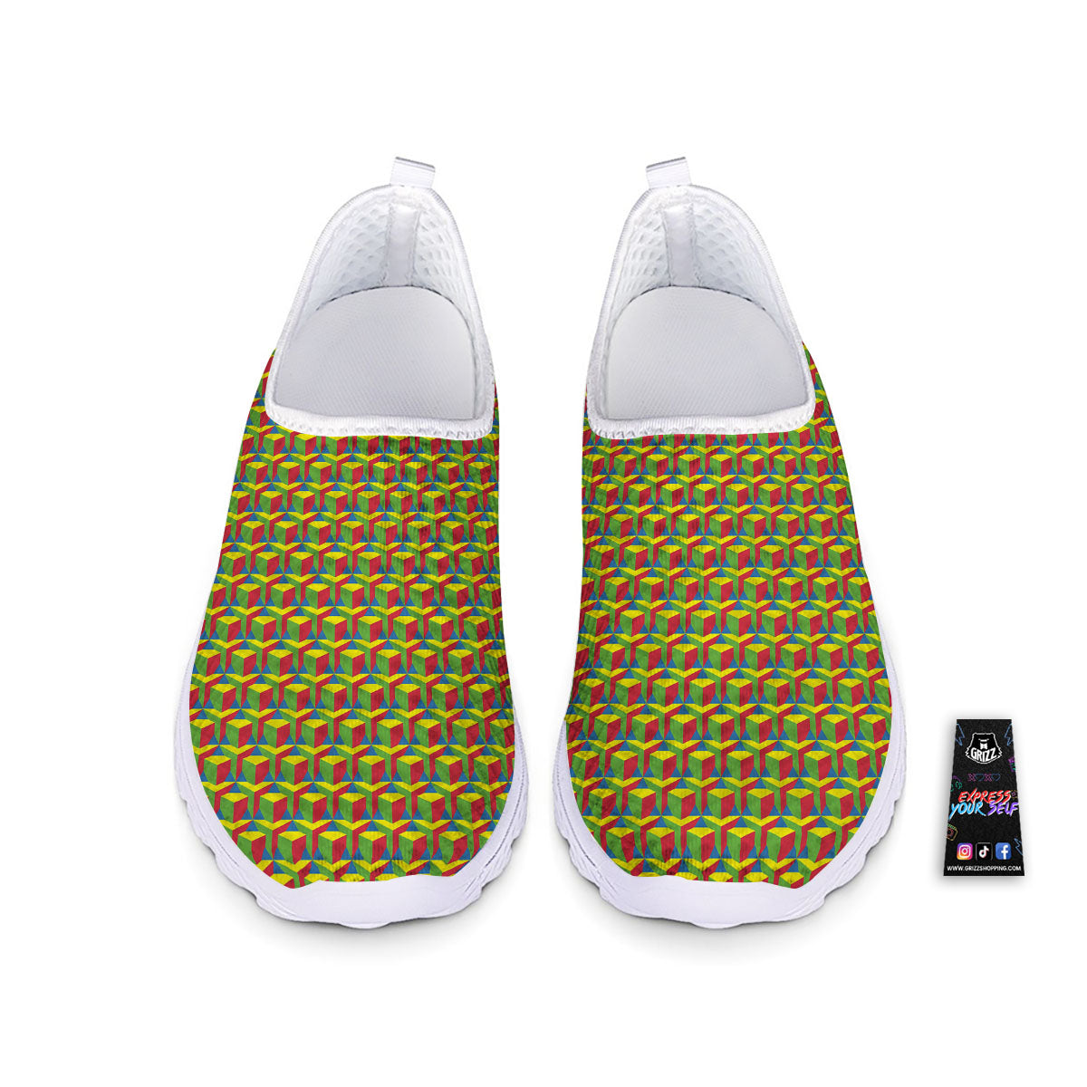 Reggae Geometric Print Pattern Nurse Shoes-grizzshop