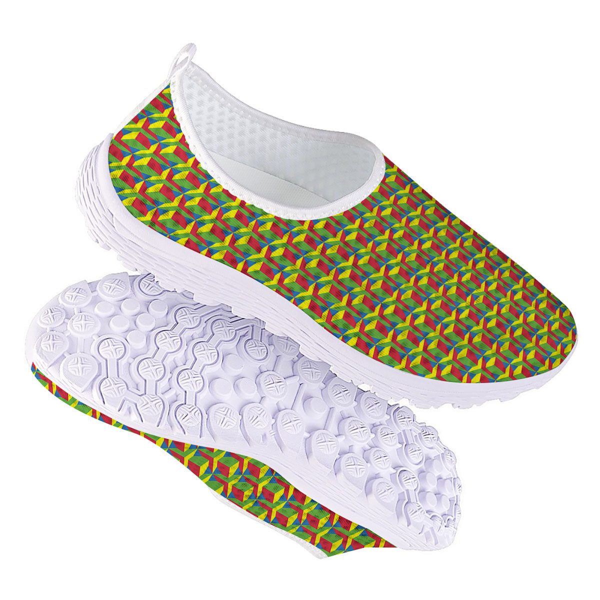 Reggae Geometric Print Pattern Nurse Shoes-grizzshop