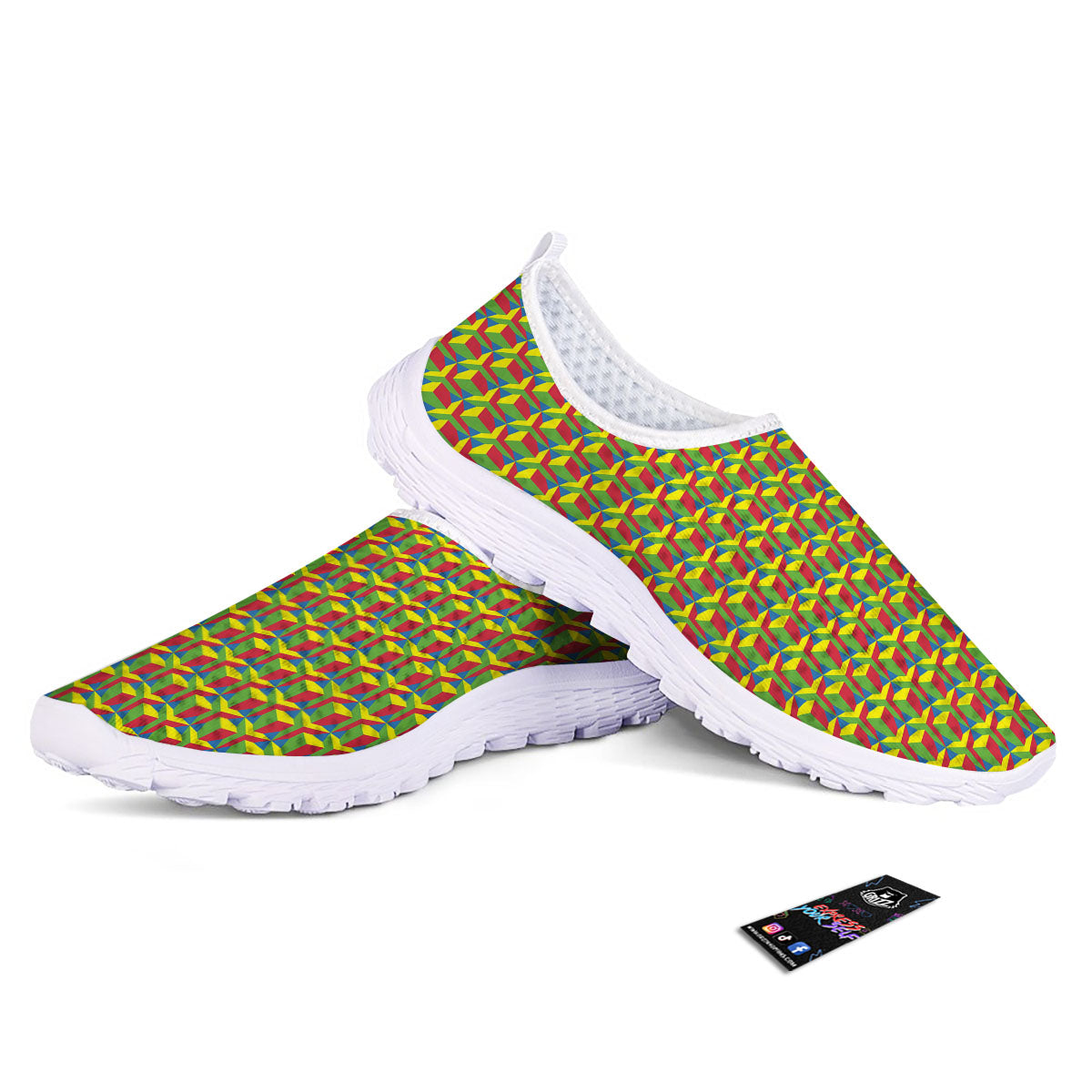 Reggae Geometric Print Pattern Nurse Shoes-grizzshop
