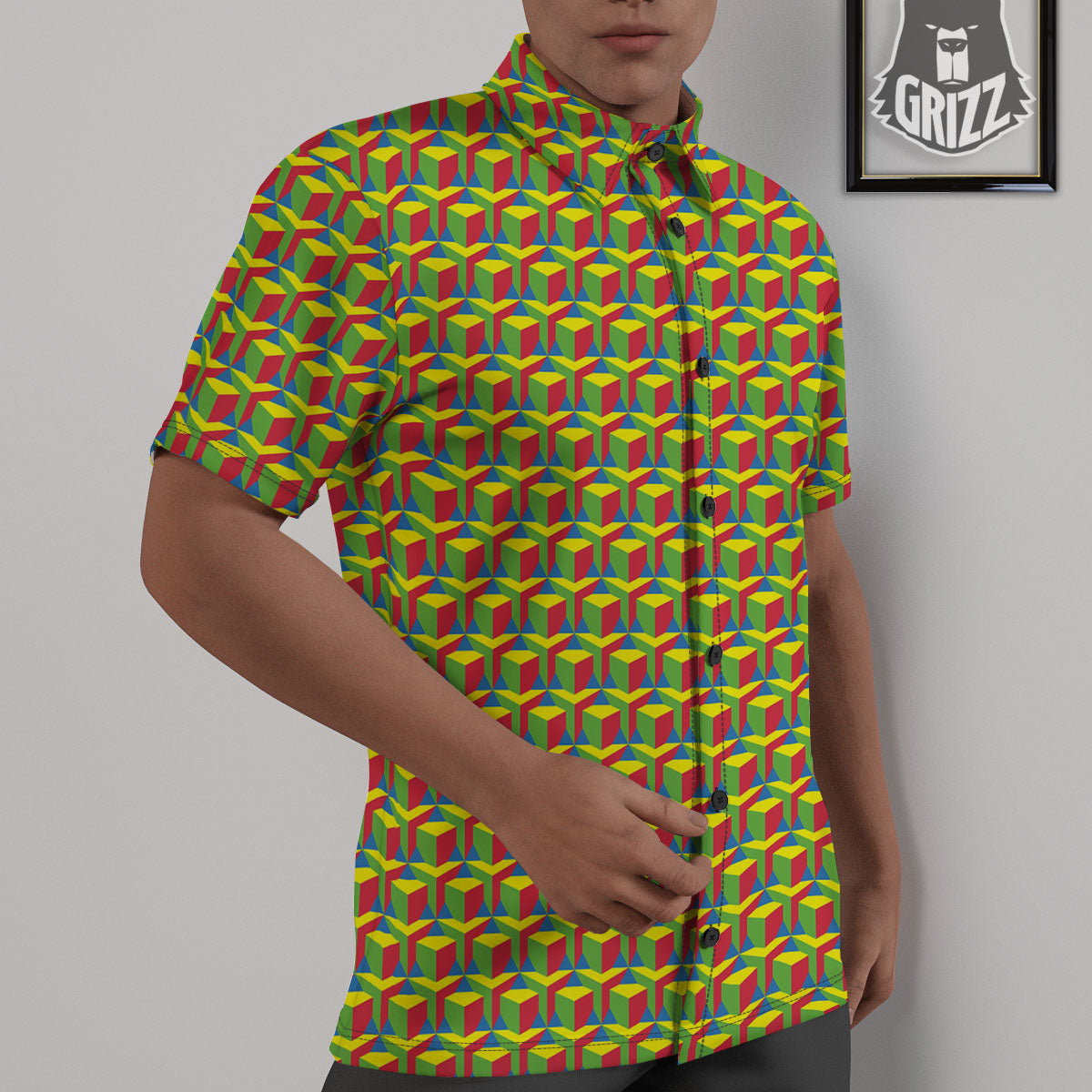Reggae Geometric Print Pattern Untucked Shirts-grizzshop