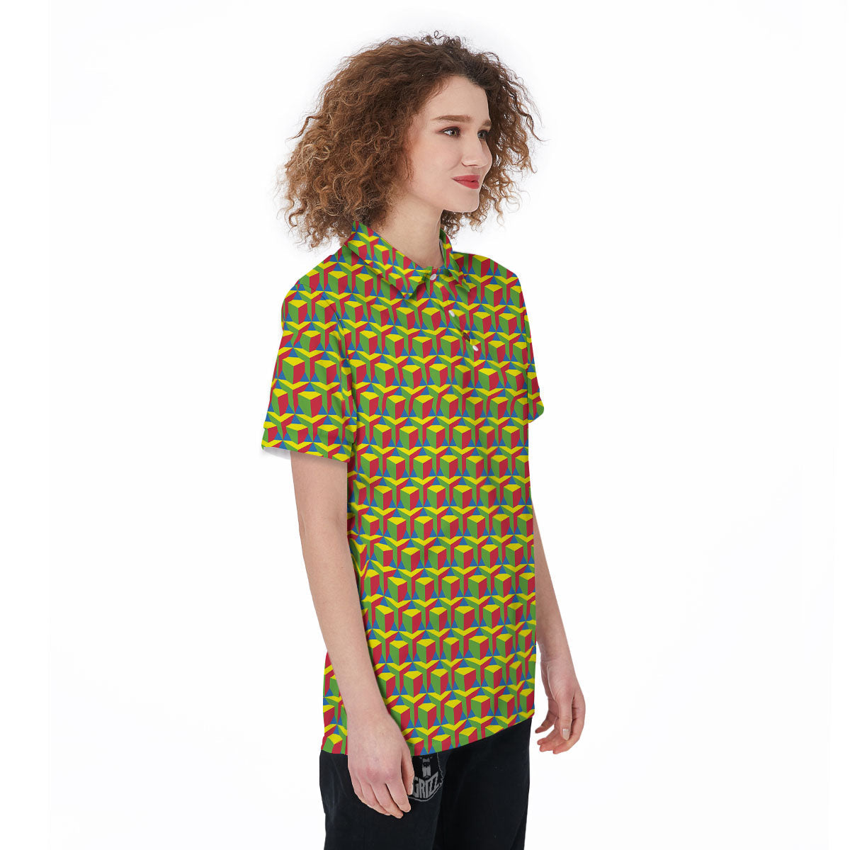 Reggae Geometric Print Pattern Women's Golf Shirts-grizzshop