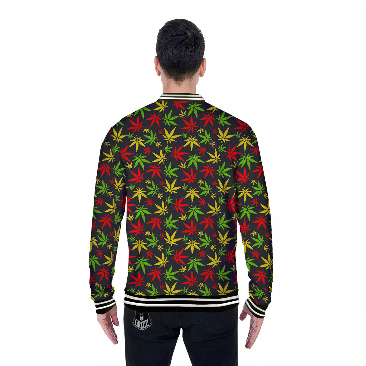 Reggae Hemp Leaf Print Pattern Baseball Jacket-grizzshop