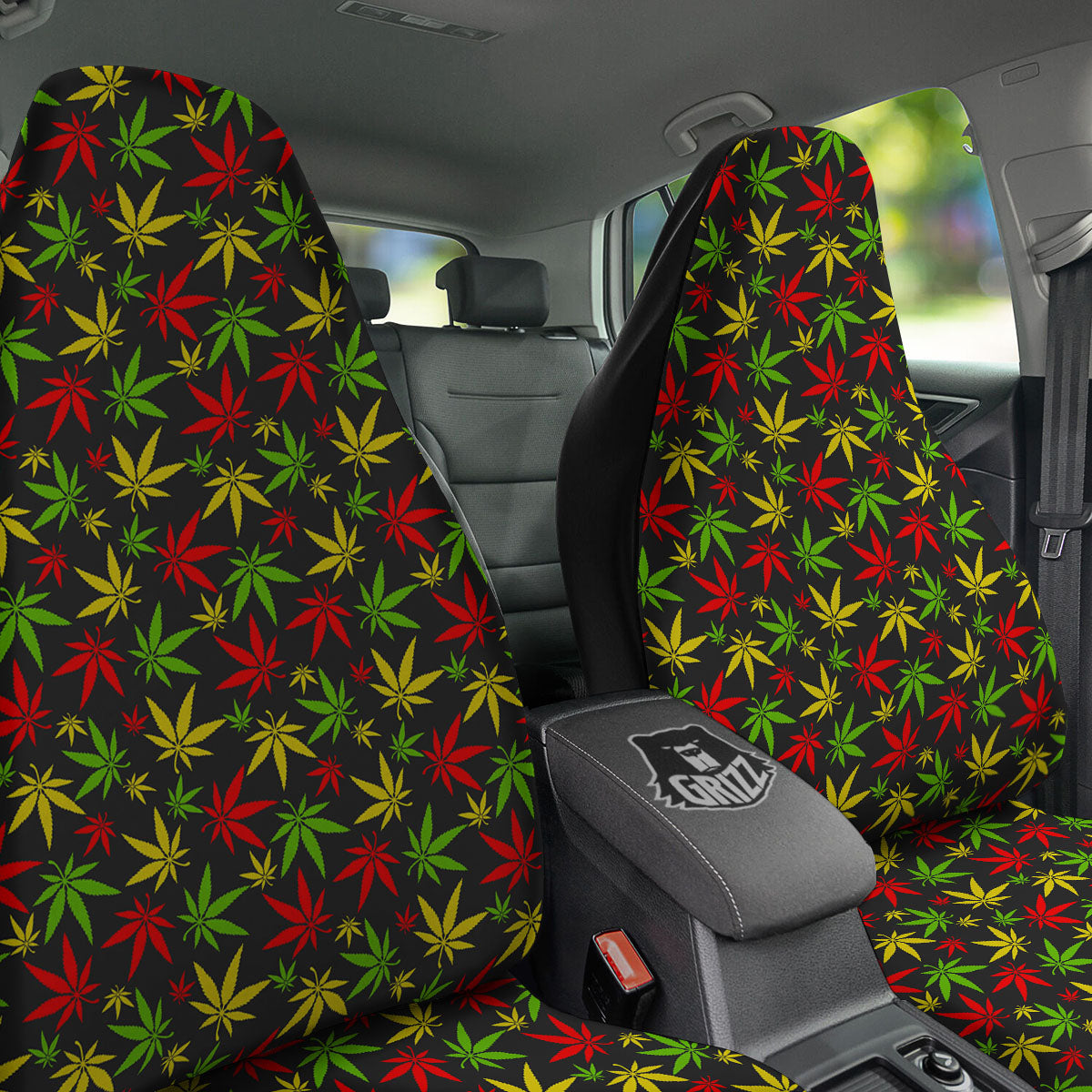 Reggae Hemp Leaf Print Pattern Car Seat Covers-grizzshop