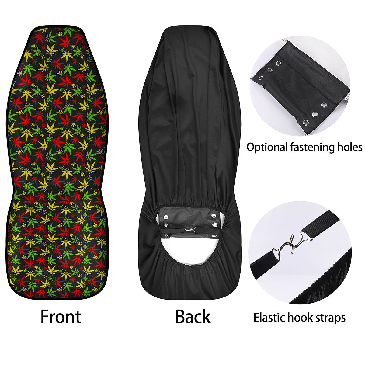 Reggae Hemp Leaf Print Pattern Car Seat Covers-grizzshop