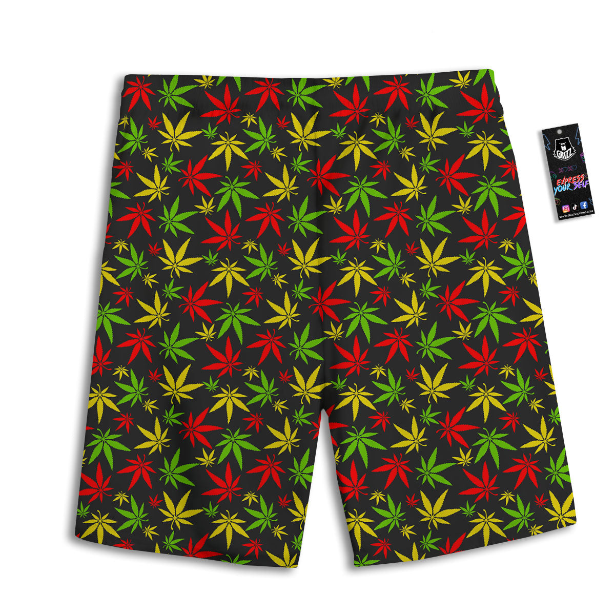 Reggae Hemp Leaf Print Pattern Men's Athletic Shorts-grizzshop