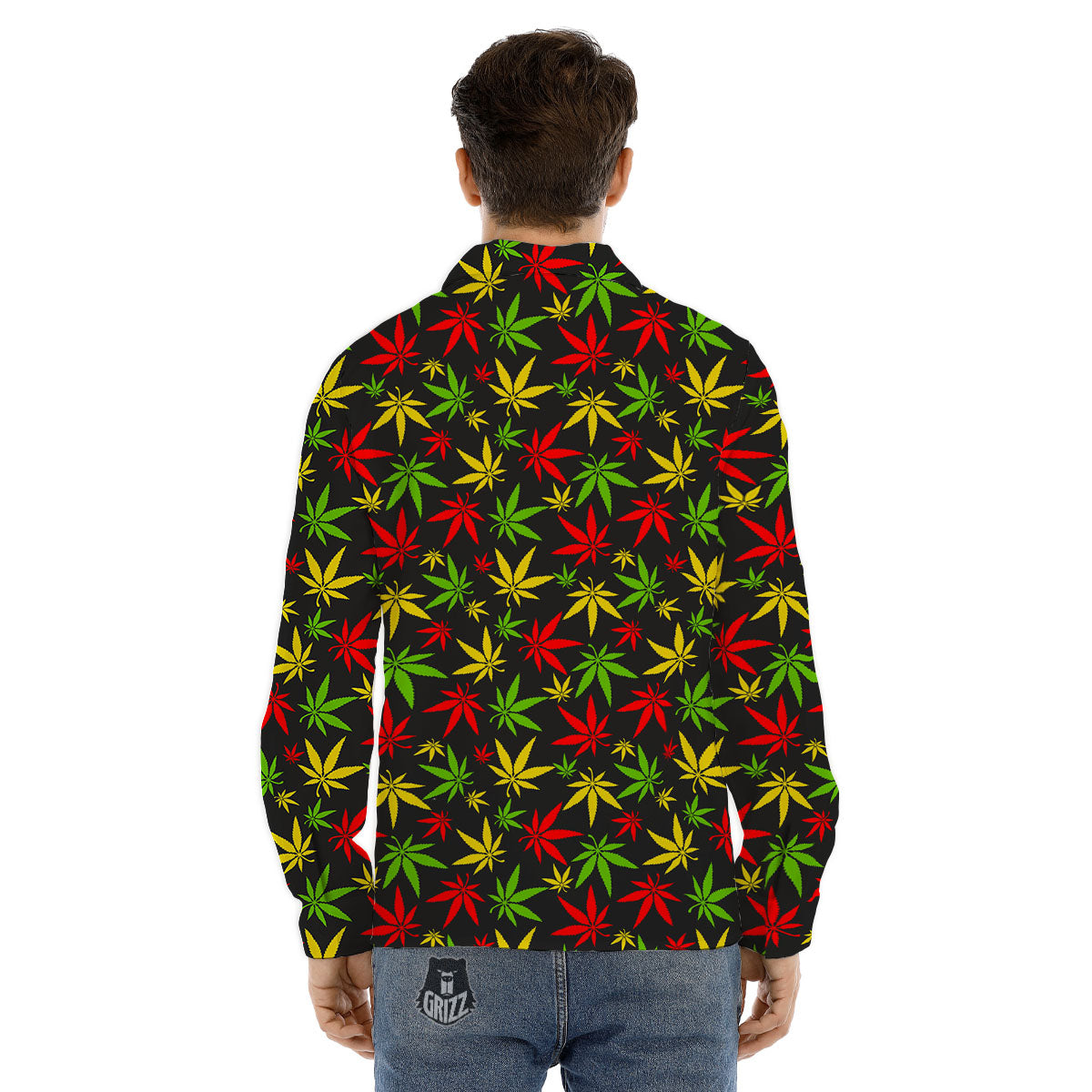 Reggae Hemp Leaf Print Pattern Men's Dress Shirts-grizzshop