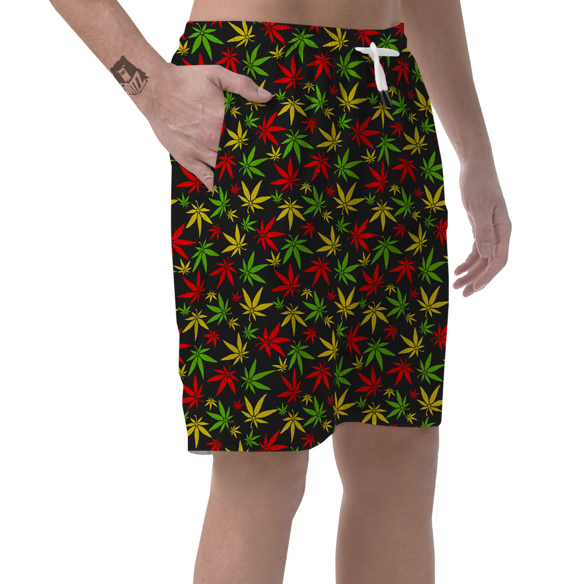 Reggae Hemp Leaf Print Pattern Men's Shorts-grizzshop