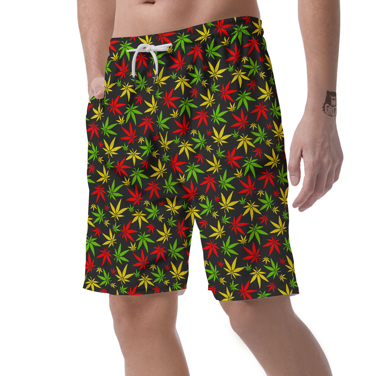 Reggae Hemp Leaf Print Pattern Men's Shorts-grizzshop