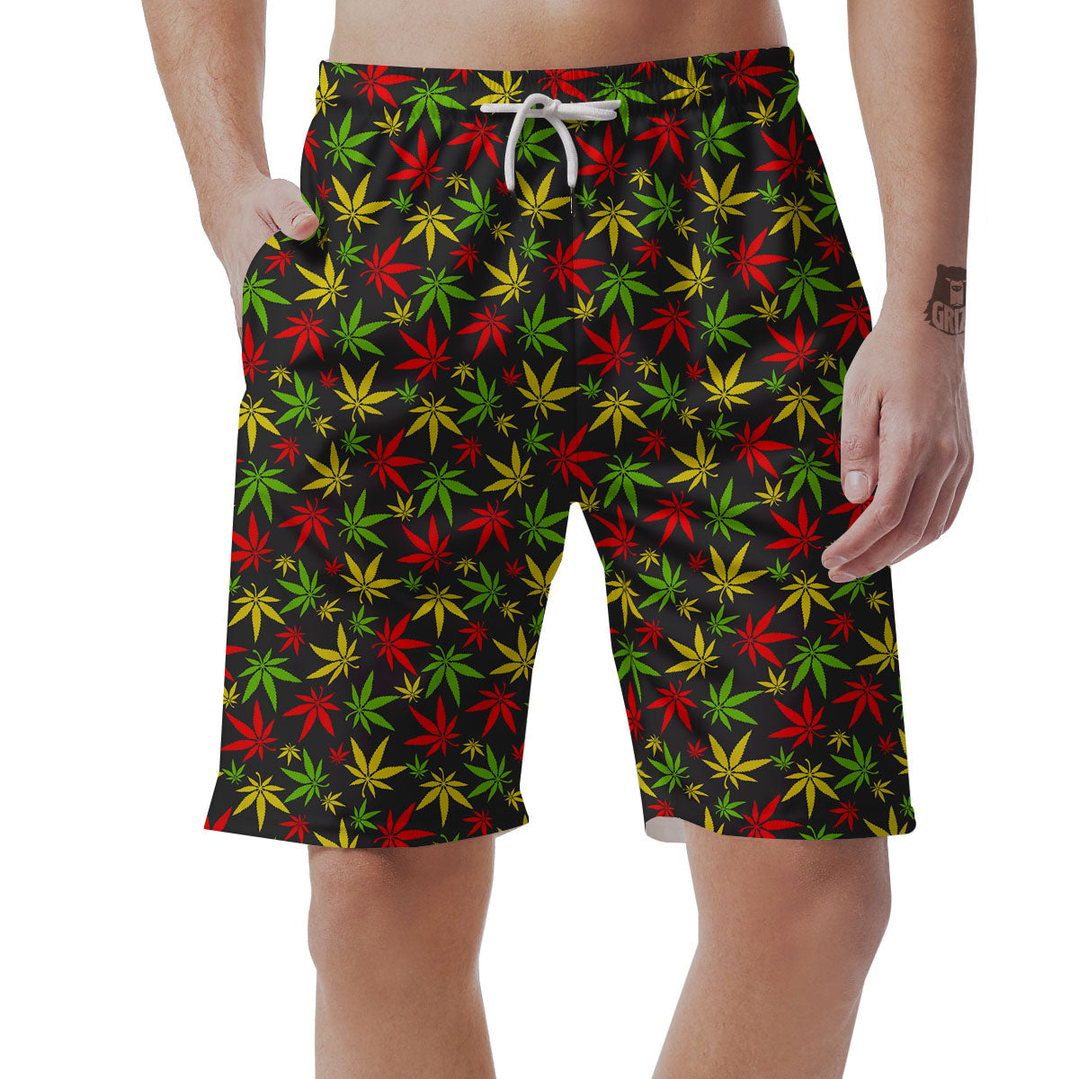 Reggae Hemp Leaf Print Pattern Men's Shorts-grizzshop
