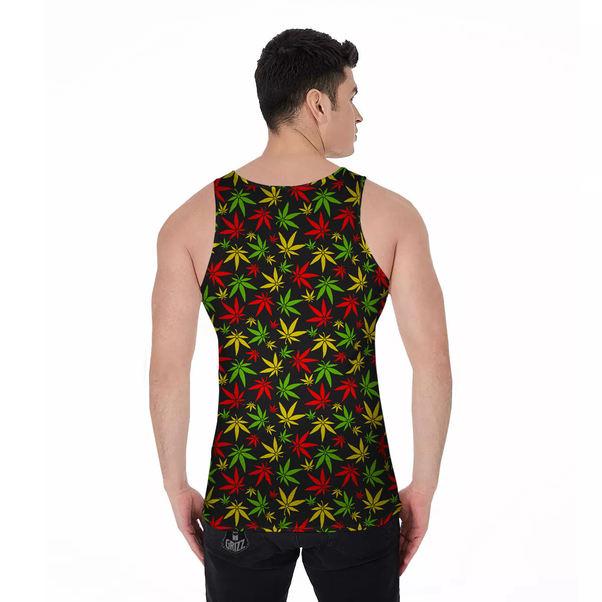 Reggae Hemp Leaf Print Pattern Men's Tank Top-grizzshop