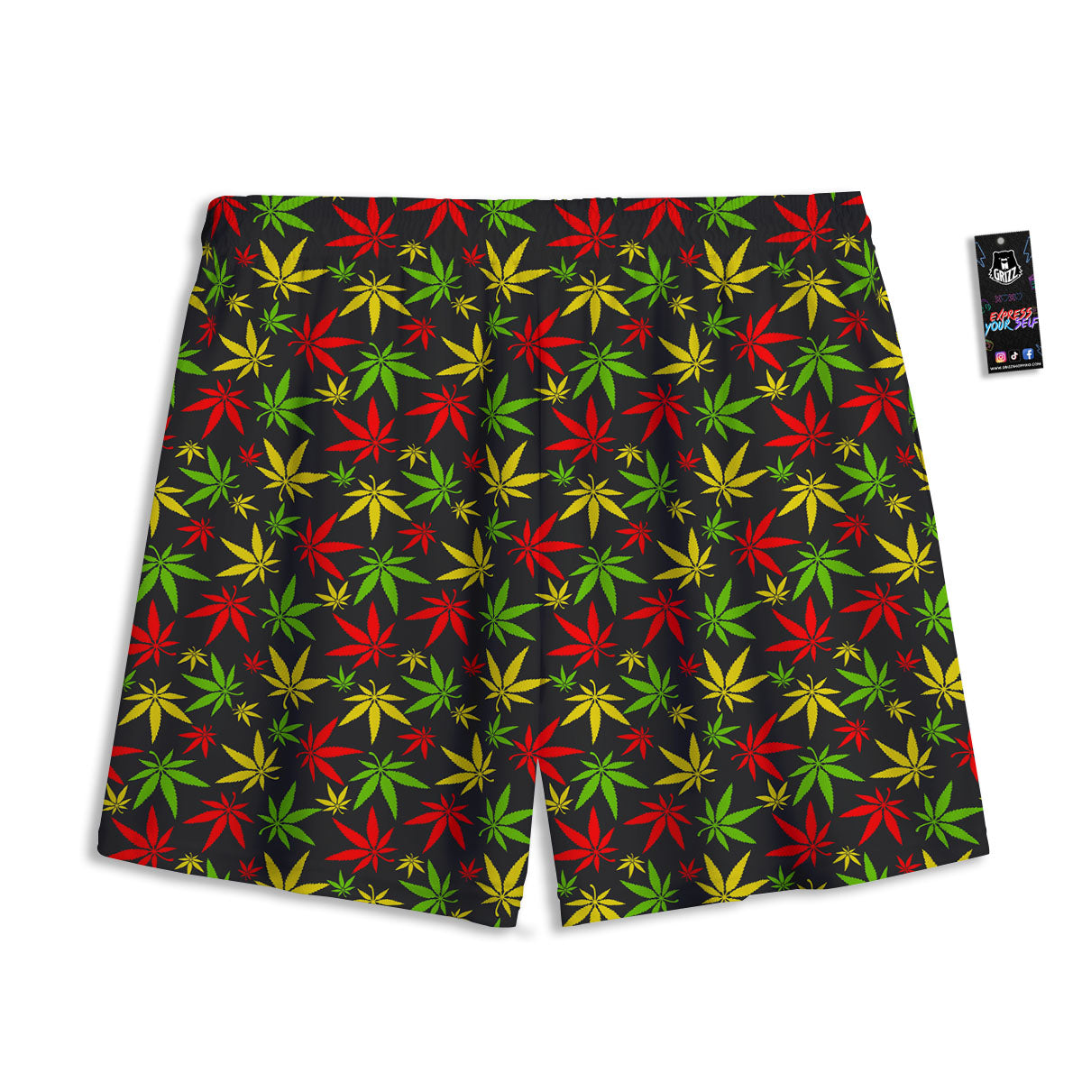 Reggae Hemp Leaf Print Pattern Mesh Shorts-grizzshop