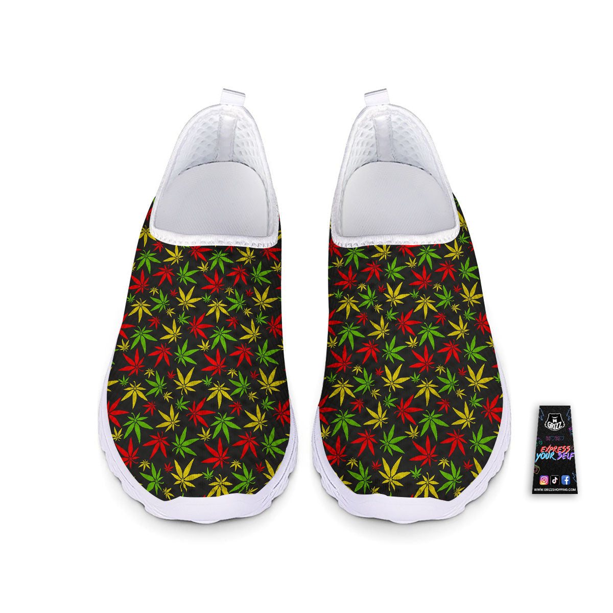 Reggae Hemp Leaf Print Pattern Nurse Shoes-grizzshop