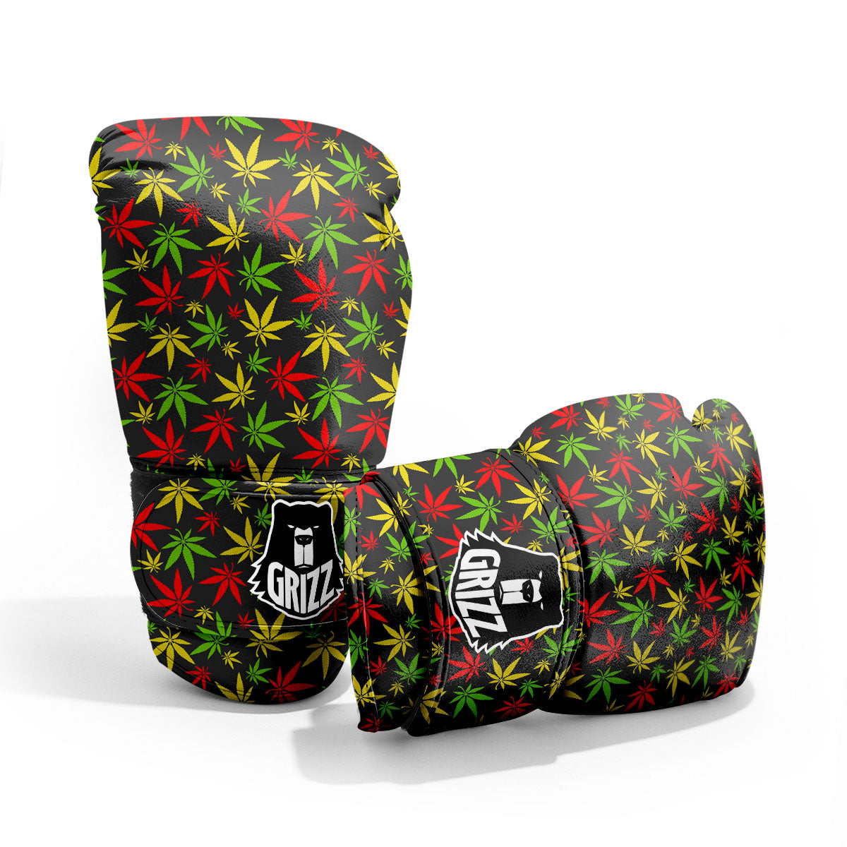 Reggae Hemp Leaf Print Pattern Sparring Gloves-grizzshop