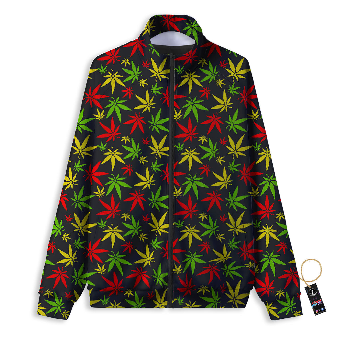 Reggae Hemp Leaf Print Pattern Track Jacket-grizzshop