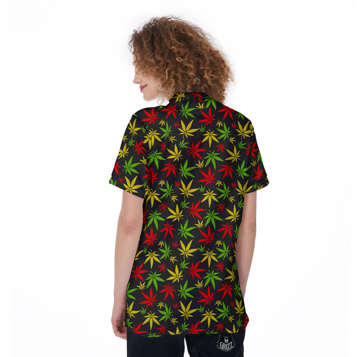 Reggae Hemp Leaf Print Pattern Women's Golf Shirts-grizzshop