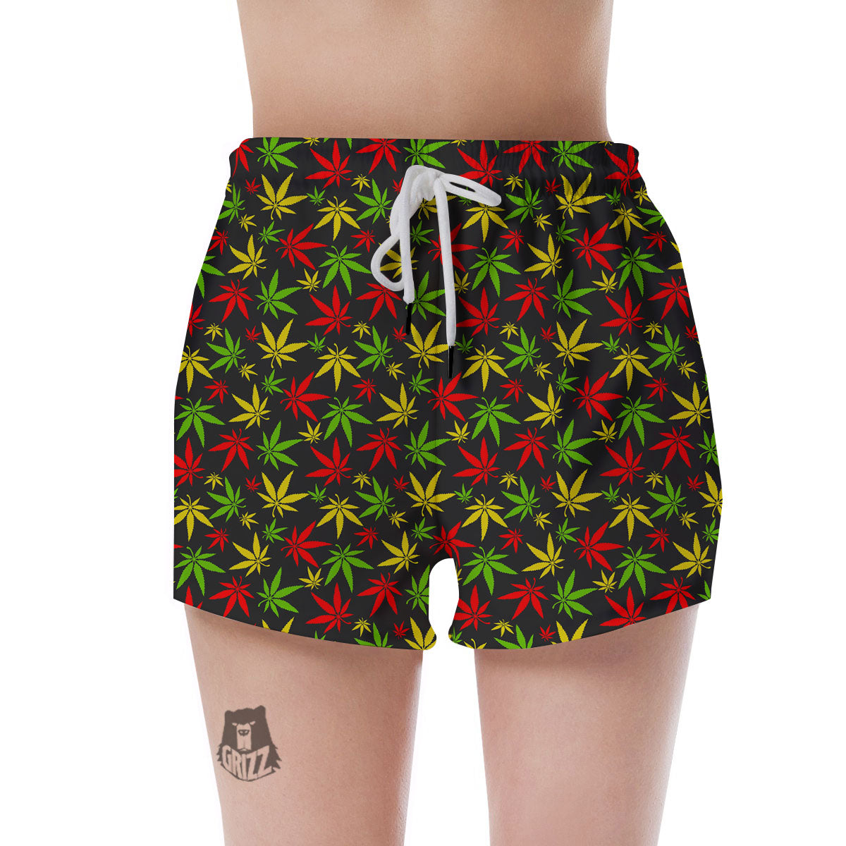 Reggae Hemp Leaf Print Pattern Women's Shorts-grizzshop