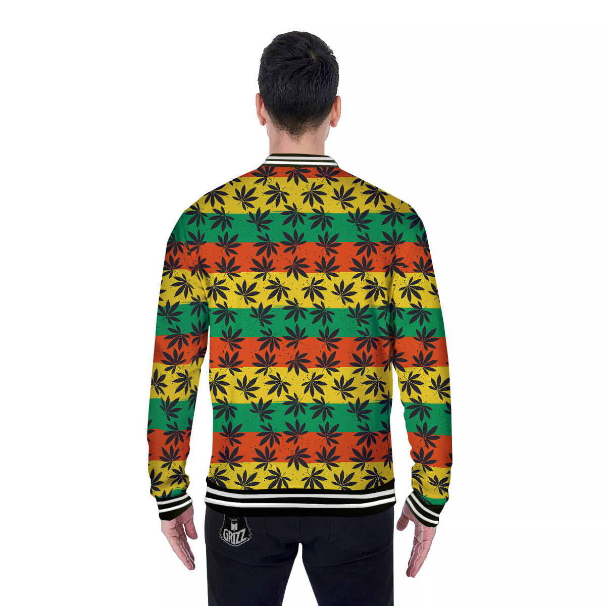 Reggae Hemp Leaves Classic Print Pattern Baseball Jacket-grizzshop